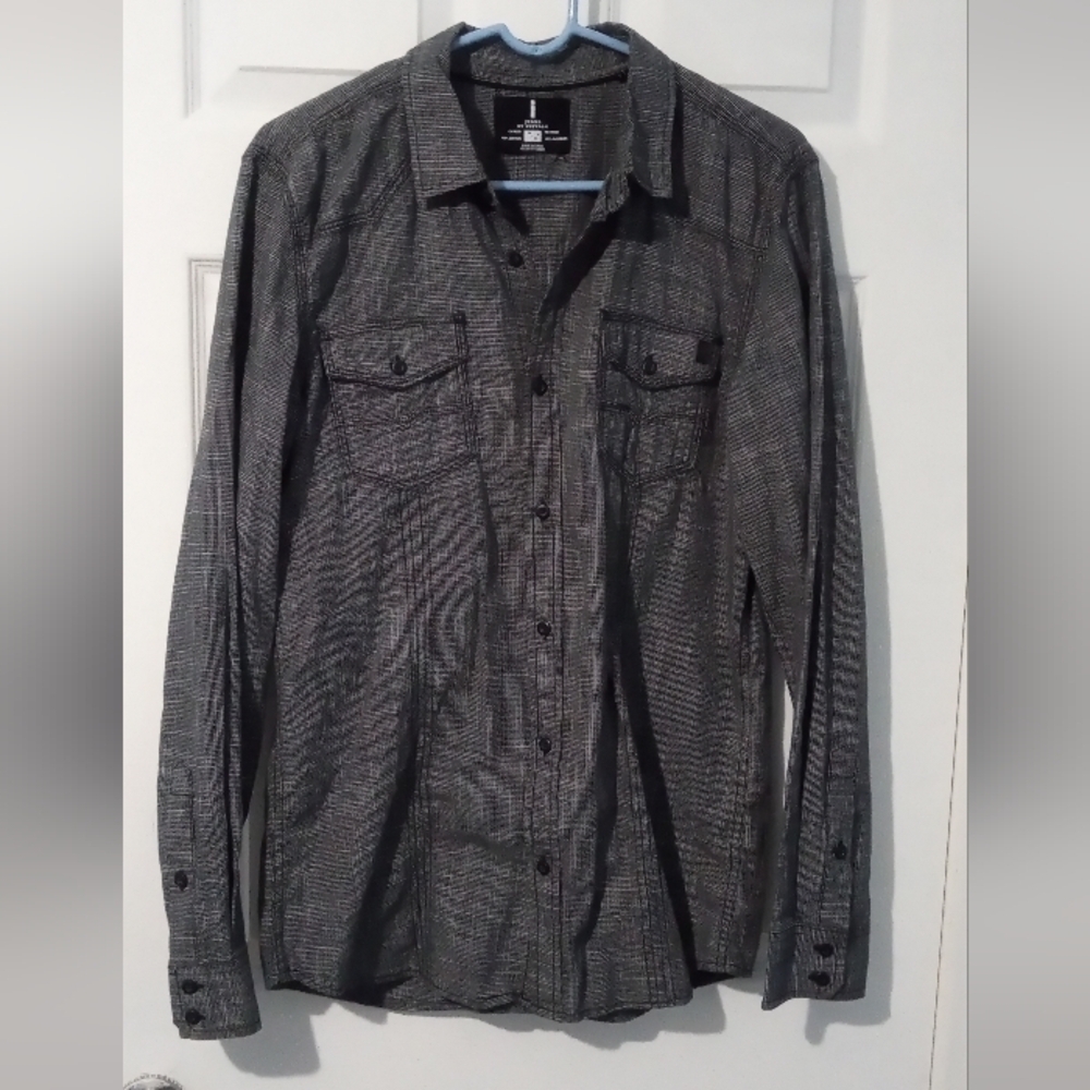 Buffalo David Bitton Black & Gray Men’s Dress Shirt